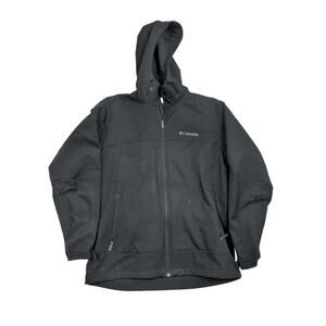 Mens Columbia Sportswear Full Zip Hooded Coat SZ L Black Embroidered Logo